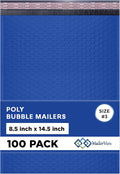 Royal Blue Poly Bubble Mailers 8.5x14.5 inch #3 | Self Seal Padded Envelopes | Cushioned Bubble Mailer | Usable Size 8.5x13.5 | WaterProof | Lightweight mailing Shipping Bags | 100 Pack Bulk