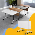 Conference Table Flip Top Mobile Conference Room Tables,Folding Conference Table with Wheels,Large Meeting Training Seminar Table Saving Space for Office Classroom (2, White, 61'')