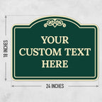 Custom Decorative Sign, Personalized Metal Sign for Business, Driveway, Home, Airbnb, Office Door Plaque, Green Background Sign 18x24 Inches, ACM, Fade Resistant, Made in USA by Sigo Signs