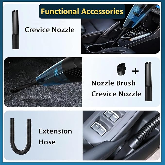 ambrint Handheld Vacuum Cordless Rechargeable – 13000PA Powerful Car Vacuum with Best Suction, Lightweight Mini Cleaner for Home/Office, High-Power Dust Busters for Pet Hair, USB Charging & LED Light