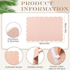 Mooliwe Scalloped Felt Bulletin Board 24 x 18 Inches Foldable Flesh Pink Pin Cork Board Alternative for Wall, 2' x 1.5' Trifold Picture Vision Self Adhesive Bulletin Decorative