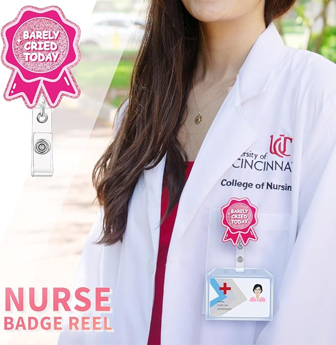 Aoryalps Retractable Badge Reel Holder Retractable with ID Clip for Nurse Nursing Name Tag Card Nursing Student Teacher Doctor Medical Assistant Work Office Clip-Gifts for Nurse