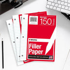 Kaisa Notebook Paper 24 Pack 3600 sheet 8x10.5 Wide Ruled Loose Leaf Paper Filler Paper for 3-Ring Binder Paper 150 Sheets/Pack Notebook Paper 3-Hole Punched Lined Paper(24Pack-Wide)