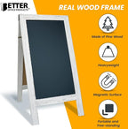 Better Office Products Magnetic A-Frame Chalkboard Sign, Extra Large 20" x 40", Standing Chalkboard Easel, with Chalk Marker + Chalk & Eraser, Sandwich Board Outdoor Sidewalk Sign,(Whitewash)