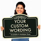 Custom Decorative Outdoor Metal Sign - Personalized Aluminum Driveway Sign, Waterproof, Made in USA - Design 1 Black Charcoal 24x18 In