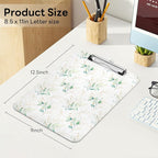 Luminzo Plastic Cute Clipboard Low-Profile Metal Clip, A4 Letter Size 9 x 12.5 in, 8.5 x 11 Paper Clip Board for Teachers, Nurses, Classroom,Green Leaf