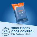 Mando Deodorant Wipes - 24 Hour Odor Control - Aluminum Free, Baking Soda Free, Skin Safe (15 Count (Pack of 3)