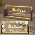 Personalized Acrylic Light Up Name Plate for Desk Custom Desk Name Plate Sign with Warm LED Light & Wooden Base Customized Office Accessories for Boss Teacher Employee