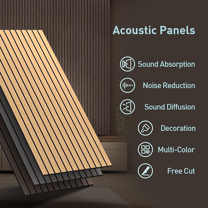 UMIACOUSTICS 6 Packs Acoustic Panel,47.2 x 23.6 Inches Decorative Sound Proof Panel for Office,Home Theater,Studio,Walnut Color