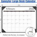 Gannyfer Desk Calendar 2026 with Desktop Mat, Simplified Large 22" x 17" Desktop Pad Calendar, 18 Month Desk Calendar 2026-2027, Use Jan 2026 to Jun 2027, Office Supplies Perfect for Home School and Office - Black