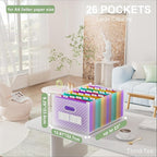 ThinkTex 26-Pocket Accordion File Organizer, Upright & Open Top, A–Z Colorful Tabs, High Capacity Expanding File Folder, Letter/A4 Size Essentials for School, Home, and Office-Purple