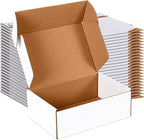 JOWLOT 9x6x3 inch Small Shipping Boxes Set of 25, White Corrugated Cardboard Box Literature Mailer for Mailing Packing Moving and Storage