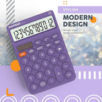 CATIGA 12 Digit Desktop Calculator Basic Desk Calculator with Large LCD Display, Big Buttons, 4 Function, Solar and Battery Dual Power, for Office, School, Home, SD-1292 Purple