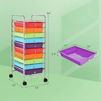 GLACER 10 Drawers Rolling Cart, Storage Cart with w/Removable Drawers & Steel Frame, Utility Mobile Trolley w/Universal Casters & 2 Brakes, Organizer Cart for Home, School, Office (Multicolor)