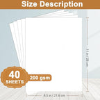 Silunkia 40 Sheets White Cardstock 8.5 x 11 Printer Paper, 75lb White Paper Card Stock for DIY Card Making, Thank You Cards, Business Cards, Wedding Invitations, Certificates, Menus