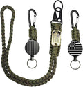 KINBOIN Heavy Duty Retractable Keychain - USA Flag Braided Paracord Lanyard, ID Badge Clip Reel, Necklace Keychains for Travel Work