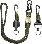 KINBOIN Heavy Duty Retractable Keychain - USA Flag Braided Paracord Lanyard, ID Badge Clip Reel, Necklace Keychains for Travel Work