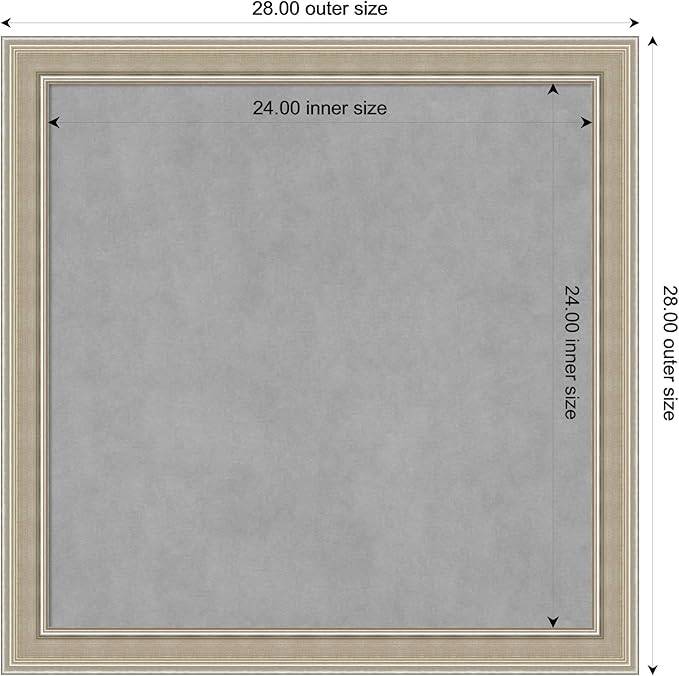 Amanti Art Silver Framed Magnetic Board 28x28 Medium Vision Board for use with Magnets, 100% Metal Sheet to Display Items as Office Decor or for Home Organization in mudroom, Kitchen or Kids Room