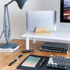ROCDEER Bamboo Dual Monitor Stand Riser White, Desk Monitor Riser for 2 Monitors, Supports for PC Computer Monitor, Printer, Heavy TV Riser up to 300 lbs, White