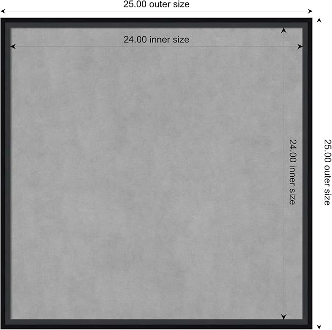 Amanti Art Black Framed Magnetic Board 25x25 Medium Vision Board for use with Magnets, 100% Metal Sheet to Display Items as Office Decor or for Home Organization in mudroom, Kitchen or Kids Room
