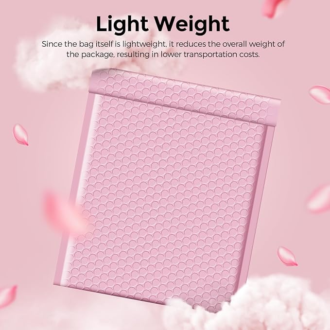 METRONIC 8.5 x 12 Bubble Mailers 40 Pack, Light Pink Bubble Mailers, Strong Adhesion Padded Envelope, Shipping Envelope Bubble Mailer, Bubble Envelopes for clothing, Bubble Mailer Usable Size 8.5 x 11