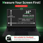 Laptop Privacy Screen 16 Inch, Laptop Screen Privacy Shield 16:9 Aspect Ratio Anti-Glare Blue Light Computer Monitor Protector,Removable 16in Filter for Lenovo HP Dell Acer Asus Thinkpad Envy Xps