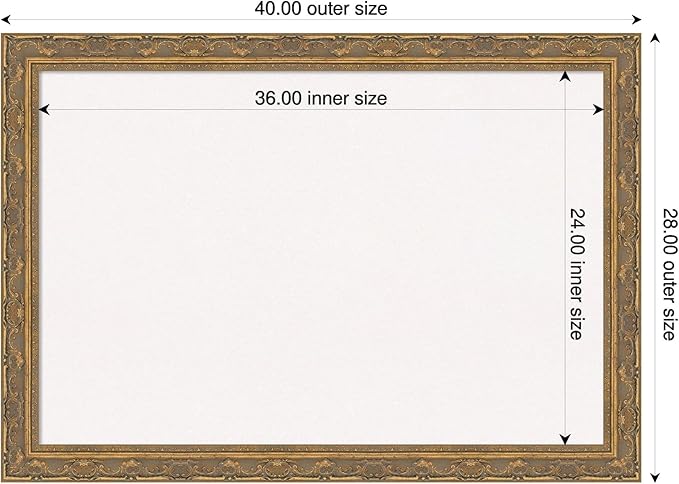 Amanti Art White Cork Board for Wall, 28x40 Vision Board with Gold Frame, Large Corkboard Office Decor for Home Organization, Traditional Corkboard Pinboard to Display Items for Home Organization