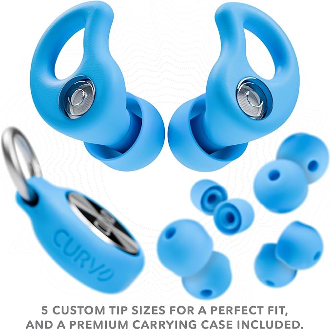 CURVD Live Stylish High-Fidelity Concert Earplugs for Live Events up to 14 dB Noise Reduction, 5 Tip Sizes & Carry Case