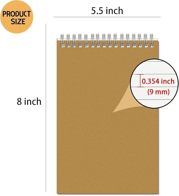 OSIMIG 24 Pack A5 Spiral Notebooks Bulk with Kraft Cover, 8x5.5 Inch Lined Paper Travel Journaling Notebooks, Composition Notebook for School Office Supplies, 80 Sheets 160 Pages