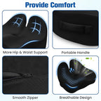 DailyCuddles Seat Cushion, Chair Cushions for Office Chairs/Desk Seats/Wheelchair - Hip&Sciatica&Tailbone Pain Relief Memory Foam Office Chair Cushion for Long Sitting Office Workers, Black