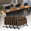 LKATOR Conference Table,Folding Office Tables with Wheels,Large Conference Meeting Room Tables for 10-12 People,Mobile Training Seminar Table with Flip Top,Modular Meeting Table for Office (55.1in) ﻿