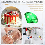 PATIKIL 5 Pcs Diamond Crystal Paperweight, 30mm / 1.18 Inch Crystal Paperweight Paper Weight for Home Office Desktop Table Decor Wedding Party Jewelry Ornaments, Green