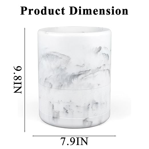 YMXYJM Modern Resin Trash Can Bin, Wastebasket for Bathroom, Kitchen, Office, Home, Marble White