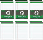 KAISA White Legal Pads Writing Pads Recycled Paper, 8.5"x14" Wide Ruled Lined Paper Perforated 50 sheets Hard Back Notepads Large Legal Pad Writing Tablet For Office Supplies (White 12pads)