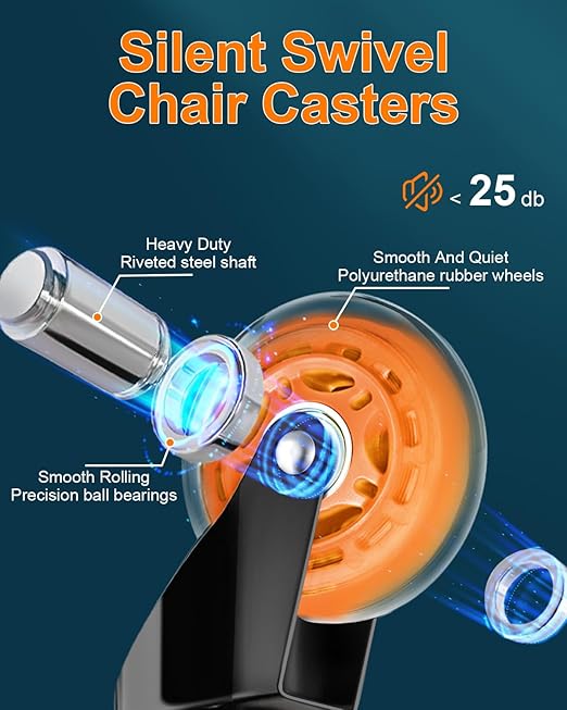 RidRed Gaming Chair Wheels - Heavy-Duty Office Chair Wheels - Replacement Rubber Casters- Universal Fit 3 Inch Chair Casters, Noise Free, Fits 98% Chair, for All Floor