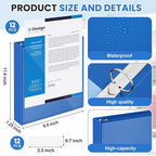 Henoyso 12 Pcs 3 Ring 1 Inch Binders Fits 8.5 x 11 Inch Letter Size Paper, Plastic Blue Flexible Binders with View Cover and 2 Pockets, 175 Sheets Capacity for Office School