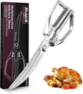 HUUSK Kitchen Scissors Silver - Stainless Steel Kitchen Shears for Food, Japanese Cooking Scissor, Sharp Meat Scissors Dishwasher Safe, Heavy Duty Poultry Shears for Chicken, Gifts for Women