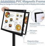 STANDNEE Heavy-duty Poster Stand Holder 11"x 17" Pedestal Floor Standing Sign Holder Vertical and Horizontal View Sign Display, PVC Magnetic Frame, Black