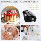 PATIKIL 8 Pcs Diamond Crystal Paperweight, 40mm / 1.57 Inch Crystal Paperweight Paper Weight for Home Office Desktop Table Decor Wedding Party Jewelry Ornaments, Black
