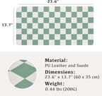 Ohocut Checkered Desk Mat, Large Cute Aesthetic Retro PU Leather Computer Laptop Desk Mat, Non-Slip Waterproof Mouse Keyboard Pad, Desk Writing Mat for Work/Home (Sage, 23.6" x 13.7")