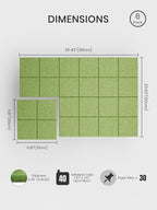 Bumusty Large Cork Board Alternative-36 x24 Felt Bulletin Board Tiles, with 30 Pushpins, 40 Adhesive Tabs, 6-Pack Slat Wall Paneling, Cork Boards for Office Push Pin Board Felt Board-Kelly Green