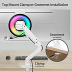 AVLT Single 34”-57” Monitor Arm Desk Mount fits One 44 lbs Heavy Duty Screen Full Motion Height Swivel Tilt Rotation Adjustable White Arm VESA 200x200 200x100 100x100 75x75