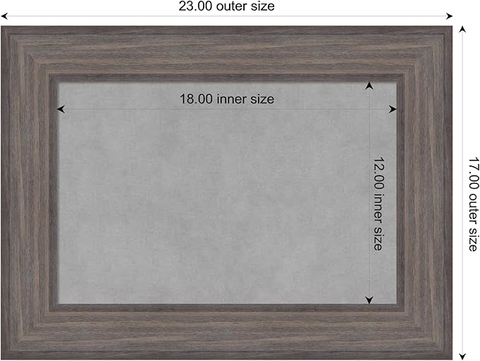 Amanti Art Grey Framed Magnetic Board 17x23 Small Vision Board for use with Magnets, 100% Metal Sheet to Display Items as Office Decor or for Home Organization in mudroom, Kitchen or Kids Room