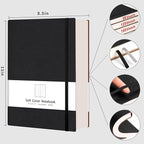 AHGXG Bullet Dotted Journal - Large A4 Notebook Dotted, 8.5''×11'', 320 Pages Dot Grid Notebook, 100gsm Thick Paper, Leather Softcover, with Journal Stencils, Inner Pocket - Black