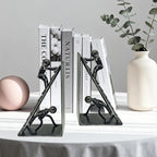 Black Decorative Bookends, Cast Iron Book Stand to Hold Books Heavy Duty, Book Stoppers for Home Decor, Office Desk, Living Room Decor