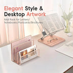 SUPEASY Mail Organizer for Desk, Mesh Metal Mail Holder Countertop with 3-Slot, Letter Sorter File Holder, Office Envelope Organizer for Mails (Rose Gold)