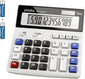 Desk Calculator 12 Digit Extra Large 4.3-Inch LCD Display, Two Way Power Battery and Solar Calculators Desktop, Big Buttons Easy to Press Used as Office Calculators for Desk White