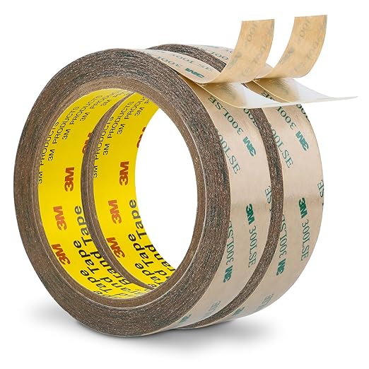 3M Double Sided Tape 300LSE 1.0" x 36Ft Clear Heavy Duty Adhesive Tape for Electronics, Laptop & Phone Repairs, Arts, Crafts, Leather Work, Card Making – 2 Pack
