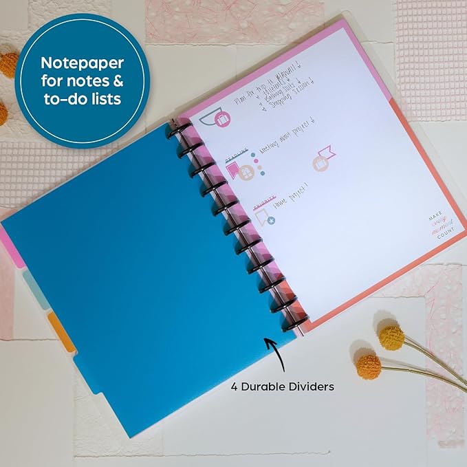 Happy Planner Undated Plans + Notes Monthly Planner Notebook Journal, 4-Month Planner, Good Going Magic Theme, Big Size, 95 Pages, 4 Dividers, 12 Planner Sticker Sheets, 8 1/2" x 11"