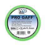 2" Width ProTapes Pro Gaff Premium Matte Cloth Gaffer's Tape With Rubber Adhesive, 50 yds Length x, Fluorescent Green (Pack of 1)